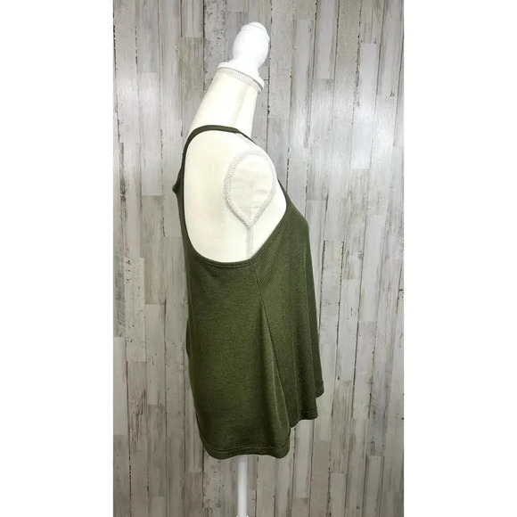 Free People Women's Dark Green Ribbed Racerback Tank Top Size S/P - Picture 3 of 6